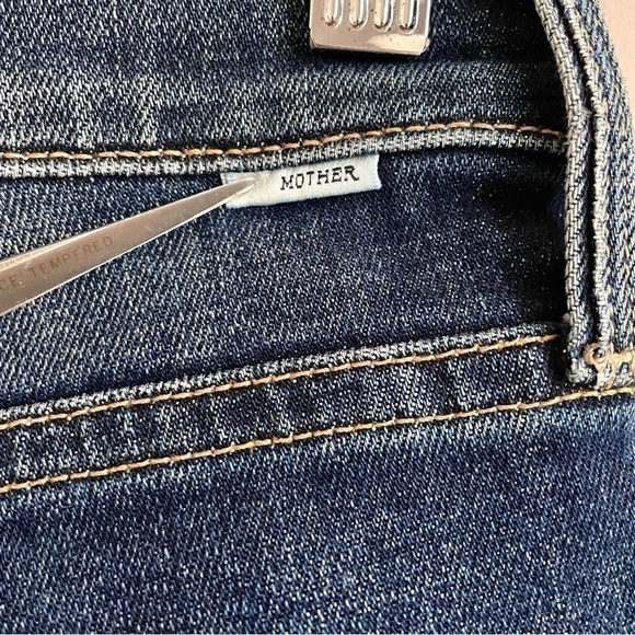 MOTHER High Waisted Rider Ankle Fray Distressed Cropped Skinny Jeans - 28" - Picture 11 of 14